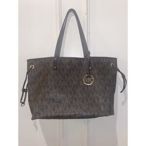 MICHAEL KORS Reversible Brown Monogram Snake-print Tote Shoulder Bag Purse Fall